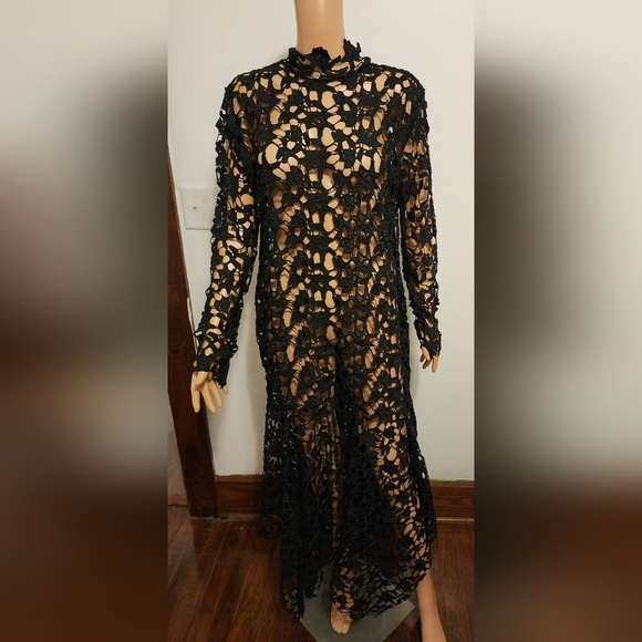 Crocheted look black dress with back zipper XXL Halloween costume or fun outfit. - Picture 8 of 16
